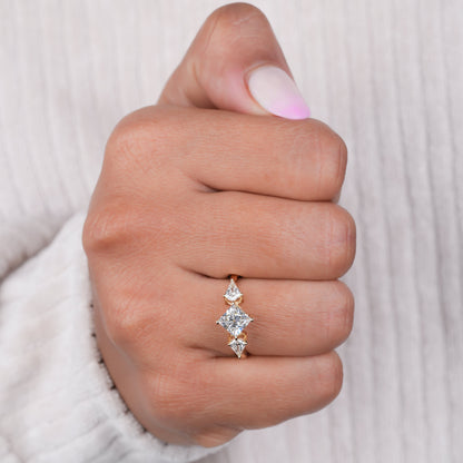 1CT Princess Cut Lab Grown Diamond Three Stone Ring