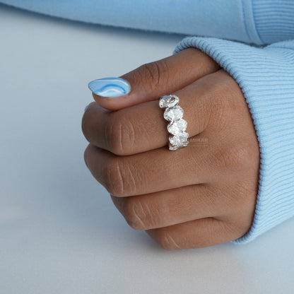 5 CT Oval Cut Lab Grown Diamond Half Eternity Wedding Band for Women