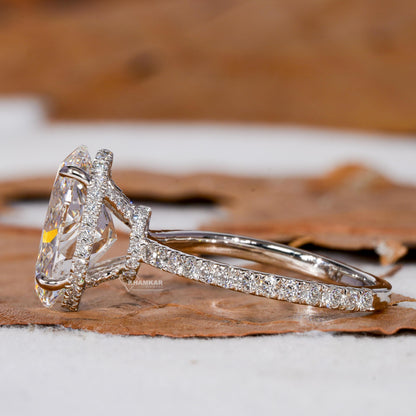 5CT Oval Lab Grown Diamond Hidden Halo Engagement Ring