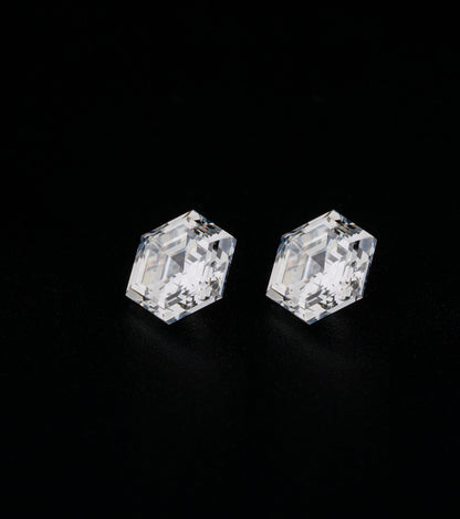 Hexagon Lab grown Diamonds Pair For 18K Solid Gold Lab Grown Diamond Earrings For Solitaire Studs HPHT/CVD Diamond Stud For Stunning Gift