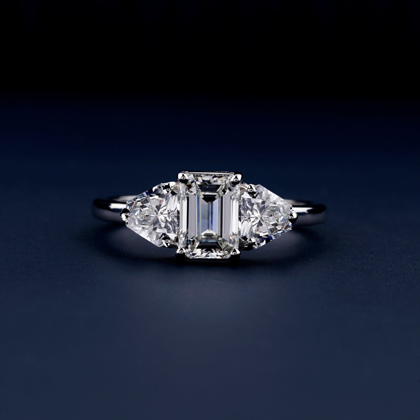 1CT Emerald Cut Lab Grown Diamond Three Stone Engagement Ring
