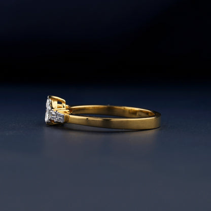 rillion Lab Diamond Ring, Baguette Side Engagement Ring, 14KT Gold Conflict Free