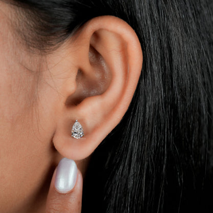 2ct Pear Cut Lab Grown Diamond Solitaire Stud Earrings