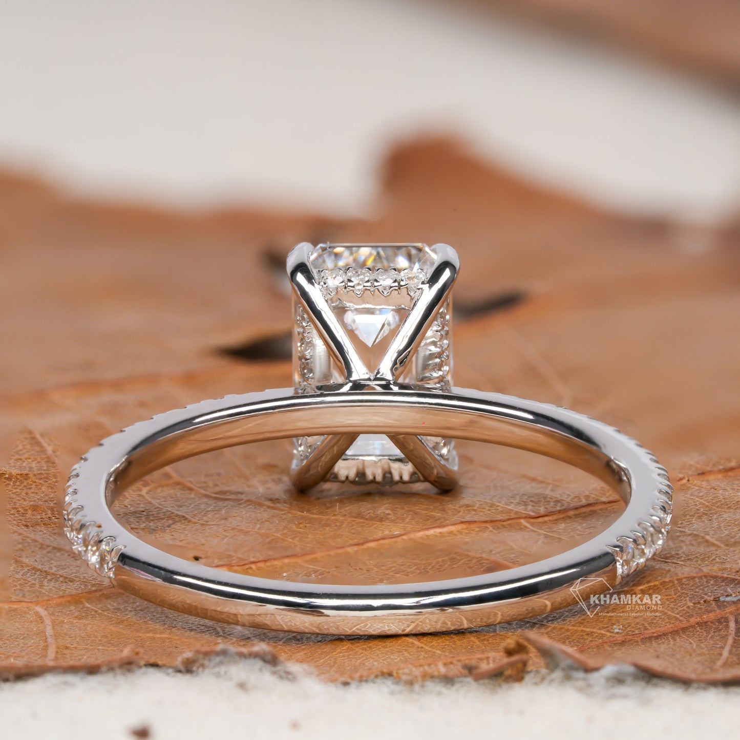 1.50Ct Emerald Cut Lab Diamond Hidden Halo Ring