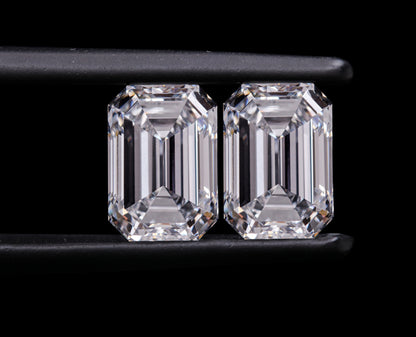 Emerald Cut Lab grown Diamond Pair For Wedding Earring Studs D-E Color Loose Diamond For Engagement Ring Conflict Free Diamond Pair