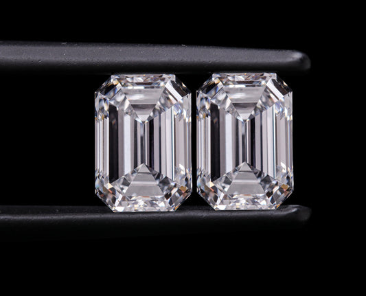 Emerald Cut Lab grown Diamond Pair For Wedding Earring Studs D-E Color Loose Diamond For Engagement Ring Conflict Free Diamond Pair