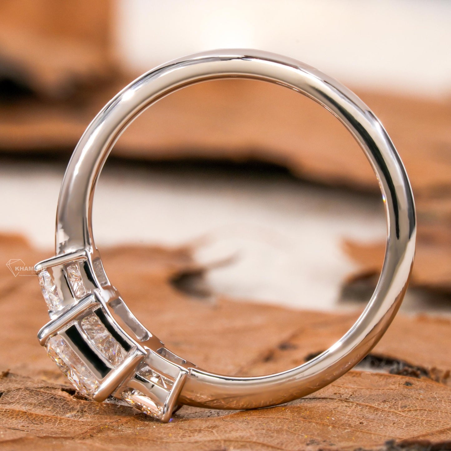 Radiant Cut Three Stone Lab Grown Diamond Engagement Ring Wedding Ring for Her