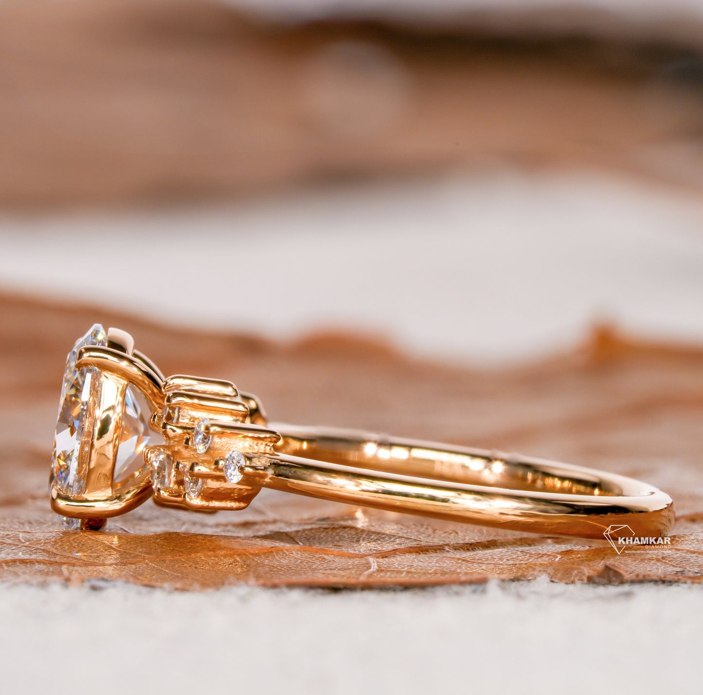 Oval Lab Diamond Engagement Ring | Snowdrift Cluster Wedding Ring