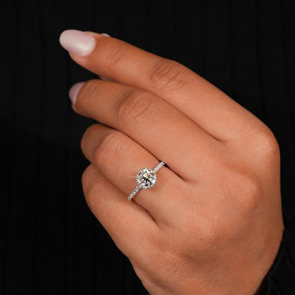 1CT Round Lab Diamond Hidden Halo Wedding Ring