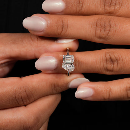 Emerald & Pear Cut Lab Diamond Toi Et Moi Ring – Two Stone Engagement Ring