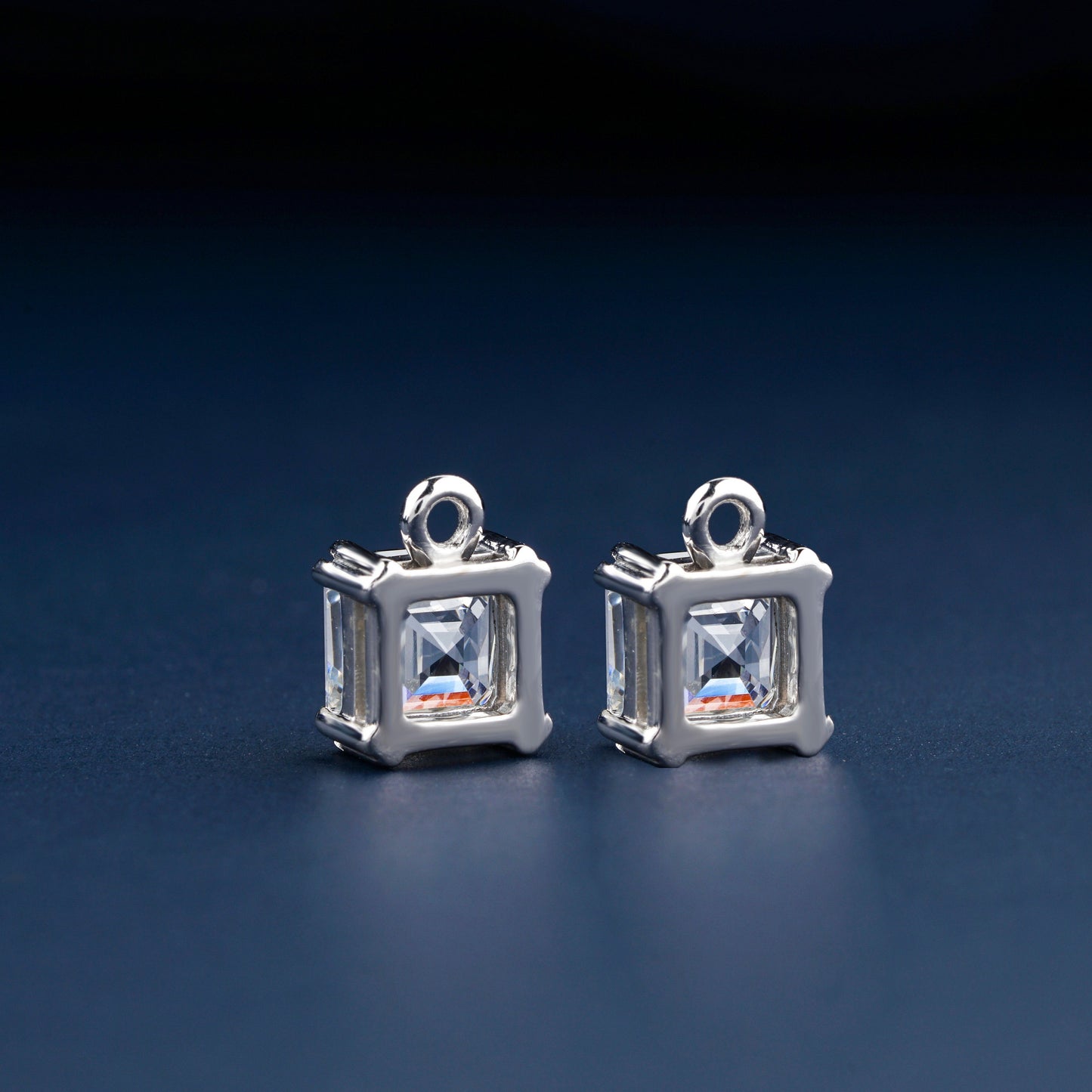 1 CT Each Asscher Cut Labgrown Diamond Earring Charms Stud Earrings Wedding Gift Gift For Her Gift For Anniversary For Earrings CVD Diamond