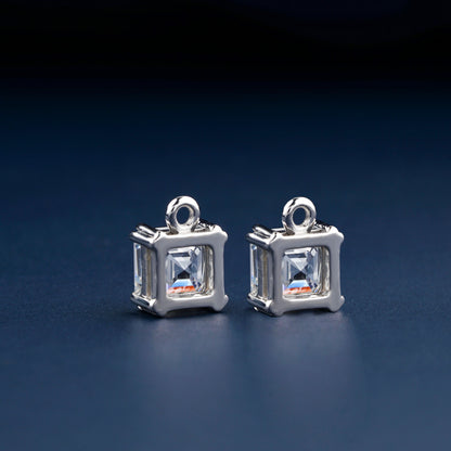 1 CT Each Asscher Cut Labgrown Diamond Earring Charms Stud Earrings Wedding Gift Gift For Her Gift For Anniversary For Earrings CVD Diamond