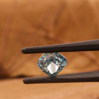 1CT Vivid Blue Lab Diamond | Cushion Cut Loose Diamond