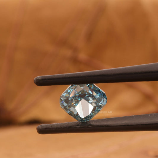 1CT Vivid Blue Lab Diamond | Cushion Cut Loose Diamond