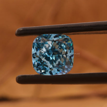 1CT Vivid Blue Lab Diamond | Cushion Cut Loose Diamond