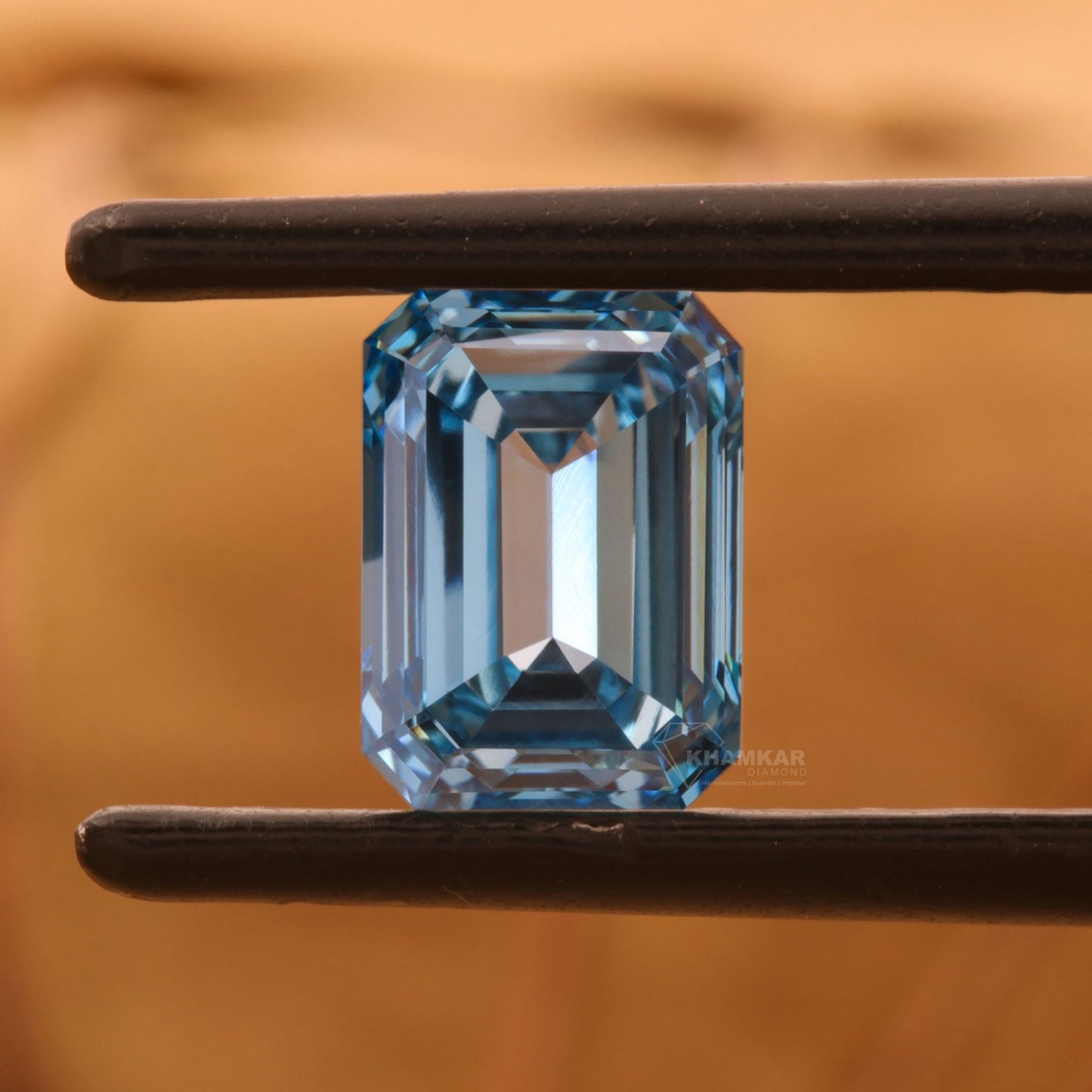 CT Emerald Cut Fancy Blue Lab Diamond | Engagement Ring