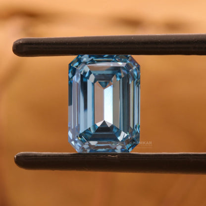 CT Emerald Cut Fancy Blue Lab Diamond | Engagement Ring