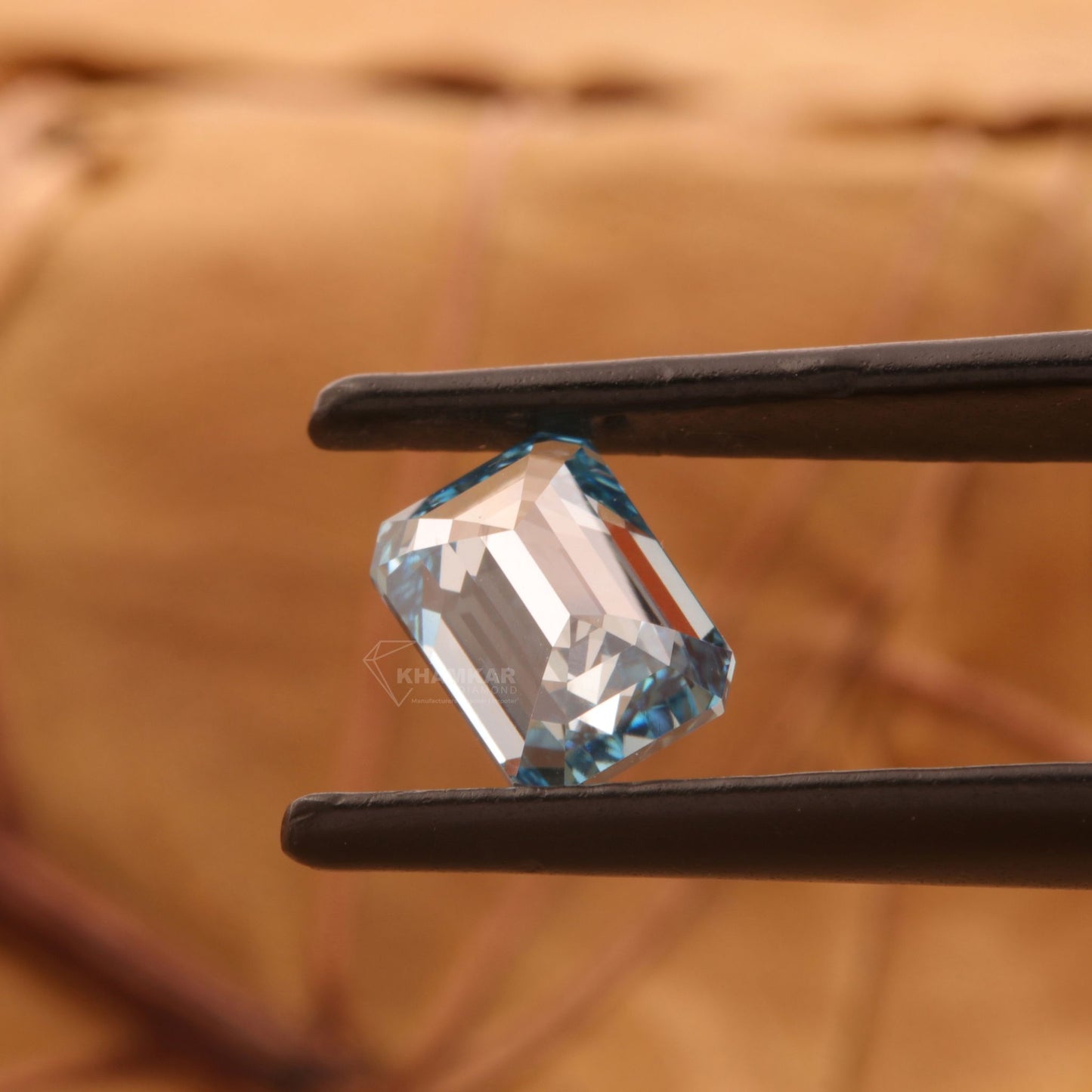 CT Emerald Cut Fancy Blue Lab Diamond | Engagement Ring