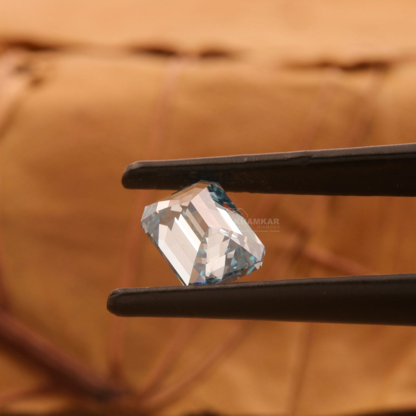 CT Emerald Cut Fancy Blue Lab Diamond | Engagement Ring