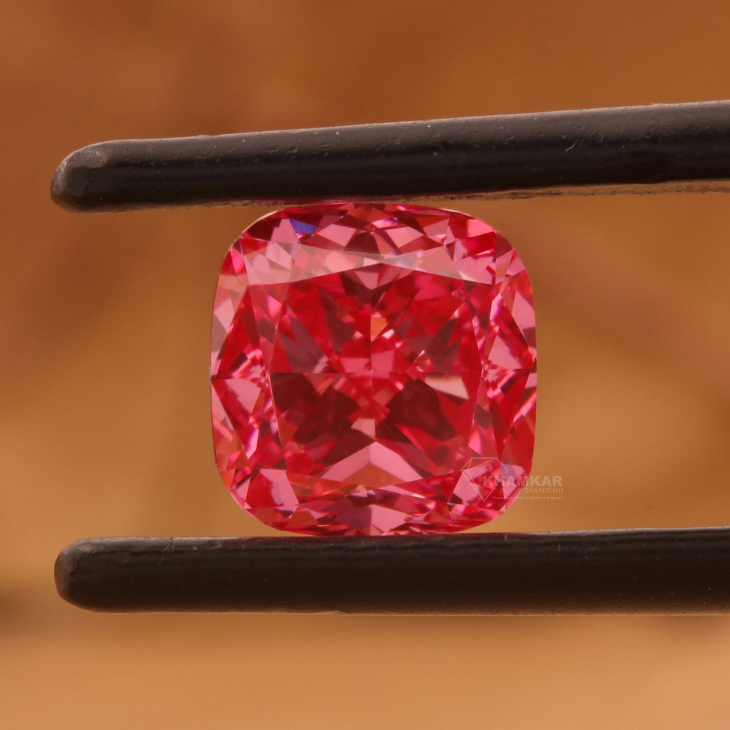 1.00 CT Pink Cushion Lab Diamond Engagement Ring