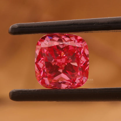 1.00 CT Pink Cushion Lab Diamond Engagement Ring