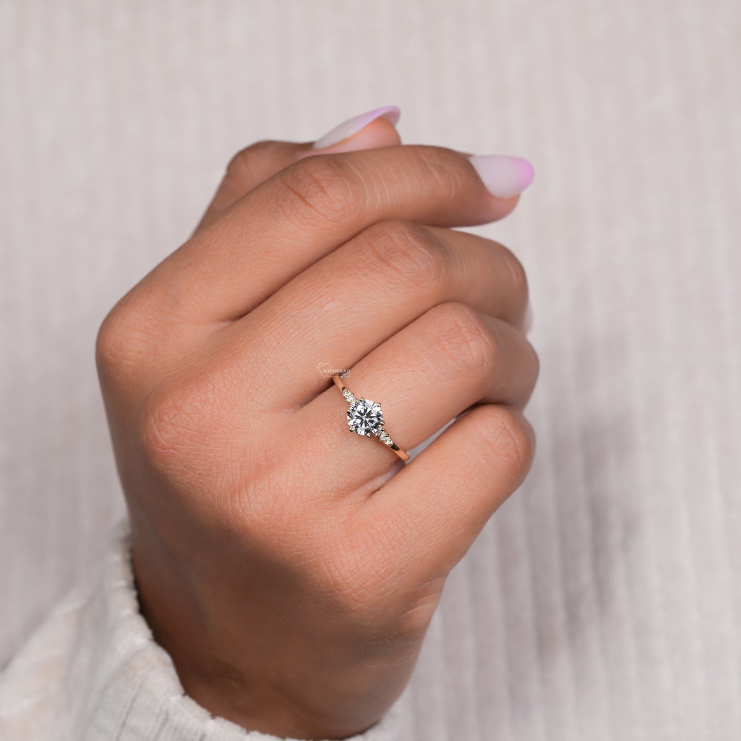 Round Lab Diamond Engagement Ring for Her