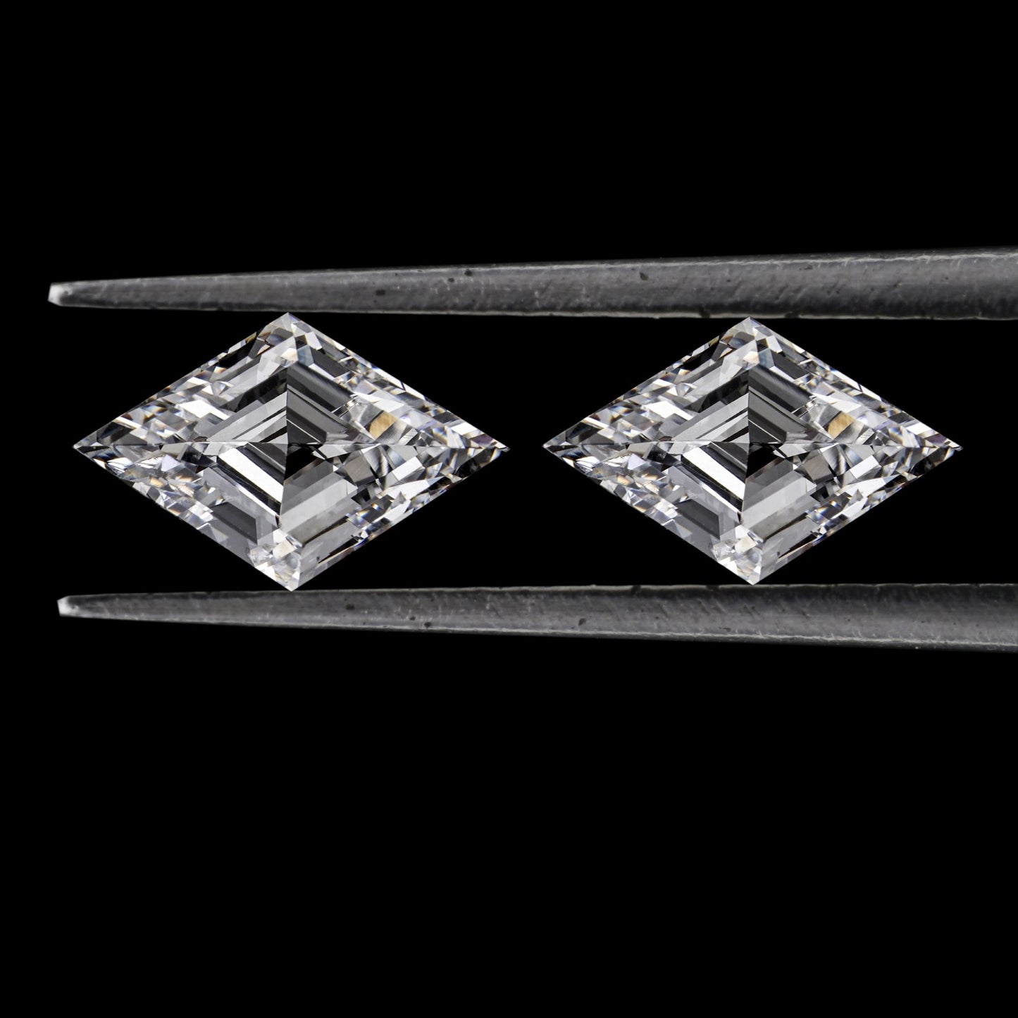 Lozenge Cut Lab Diamond Stud Earrings in 14K White Gold | Gift for Her