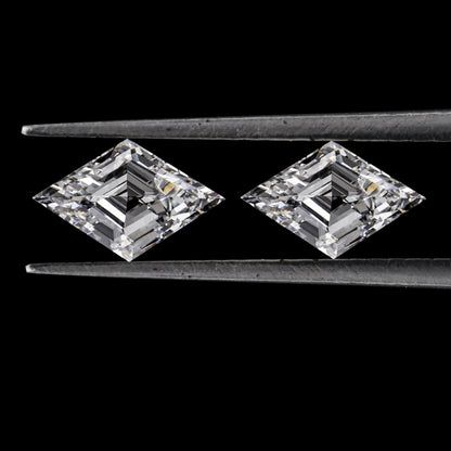 Lozenge Cut Lab Diamond Stud Earrings in 14K White Gold | Gift for Her