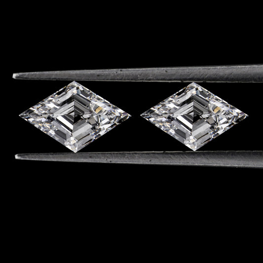 Lozenge Cut Lab Diamond Stud Earrings in 14K White Gold | Gift for Her