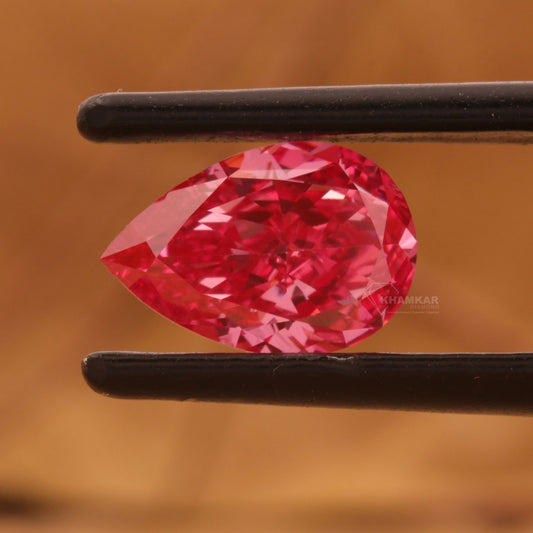 Pear Vivid Pink Lab Diamond, Fancy Colored Stone for Ring & Earrings