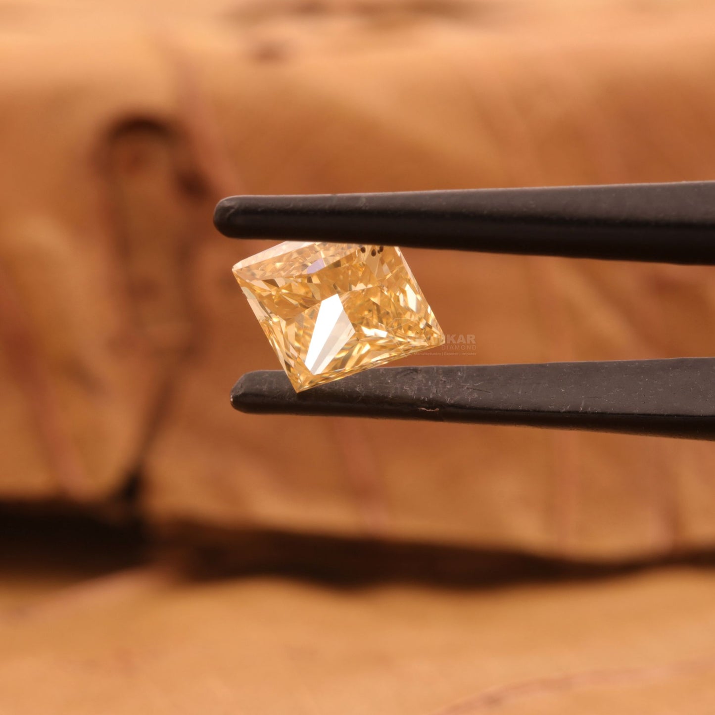 Princess Cut Fancy Yellow Lab Diamond For Engagement