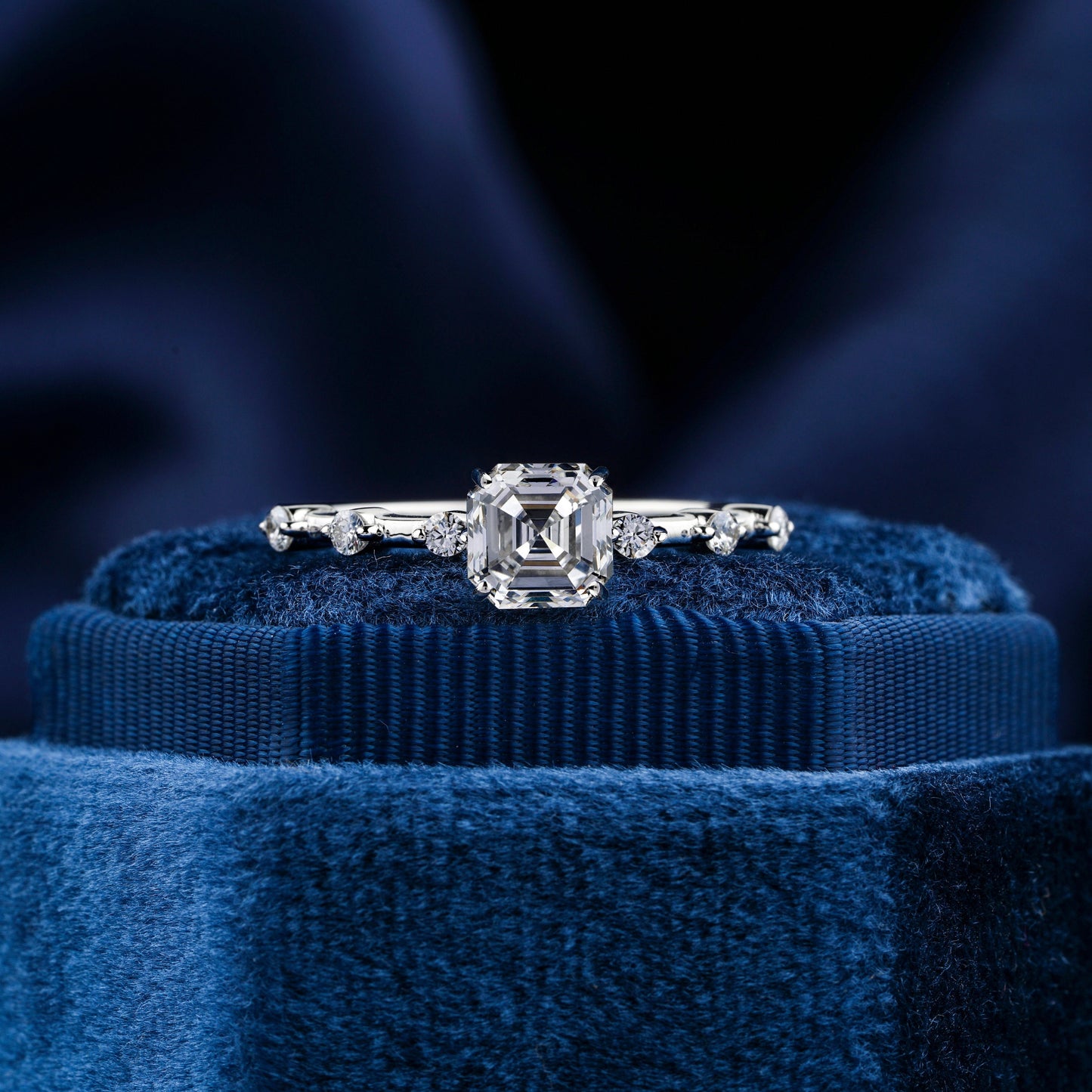 1 CT Asscher Cut Lab Grown Diamond Ring – IGI Certified Pave Engagement Ring For Her