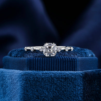 1 CT Asscher Cut Lab Grown Diamond Ring – IGI Certified Pave Engagement Ring For Her