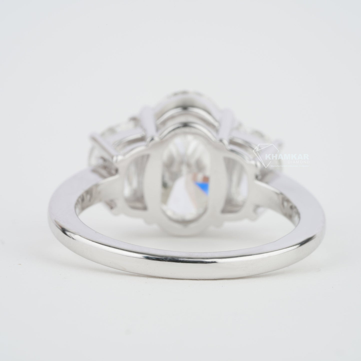 4CT Oval Lab Diamond Ring | Three Stone Wedding Ring