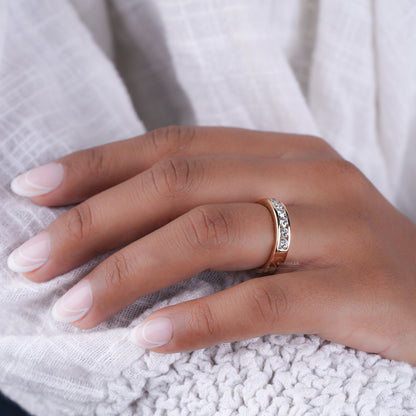 Seven Stone Lab Diamond Wedding Band | Half Eternity Ring for Her
