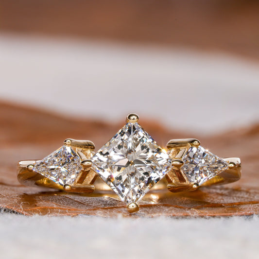 1CT Princess Cut Lab Grown Diamond Three Stone Ring