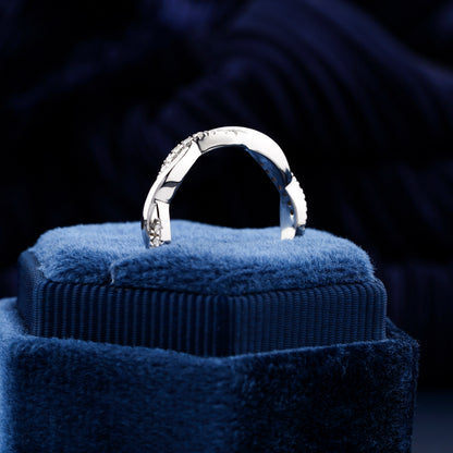 1.30mm Round Lab grown Diamond Engagement Band Infinity Twist Pave Set Diamond Band Wedding Band, Full Eternity Band Twisted Matching Band