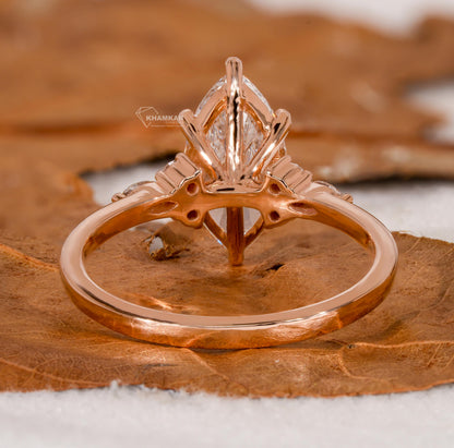 1.5CT Marquise Lab Diamond Engagement Ring IGI Certified Rose Gold