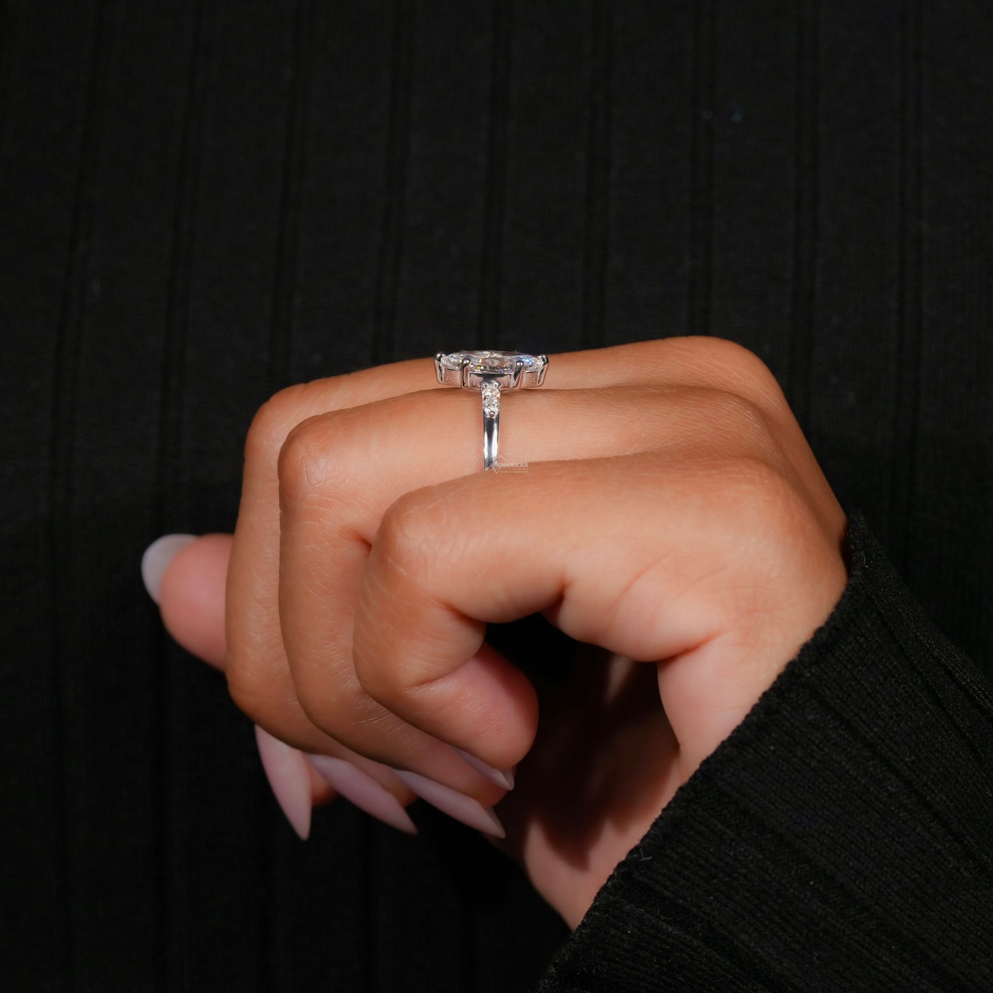 1.50 CT Marquise Cut Lab Diamond Five Stone Engagement Ring for Women