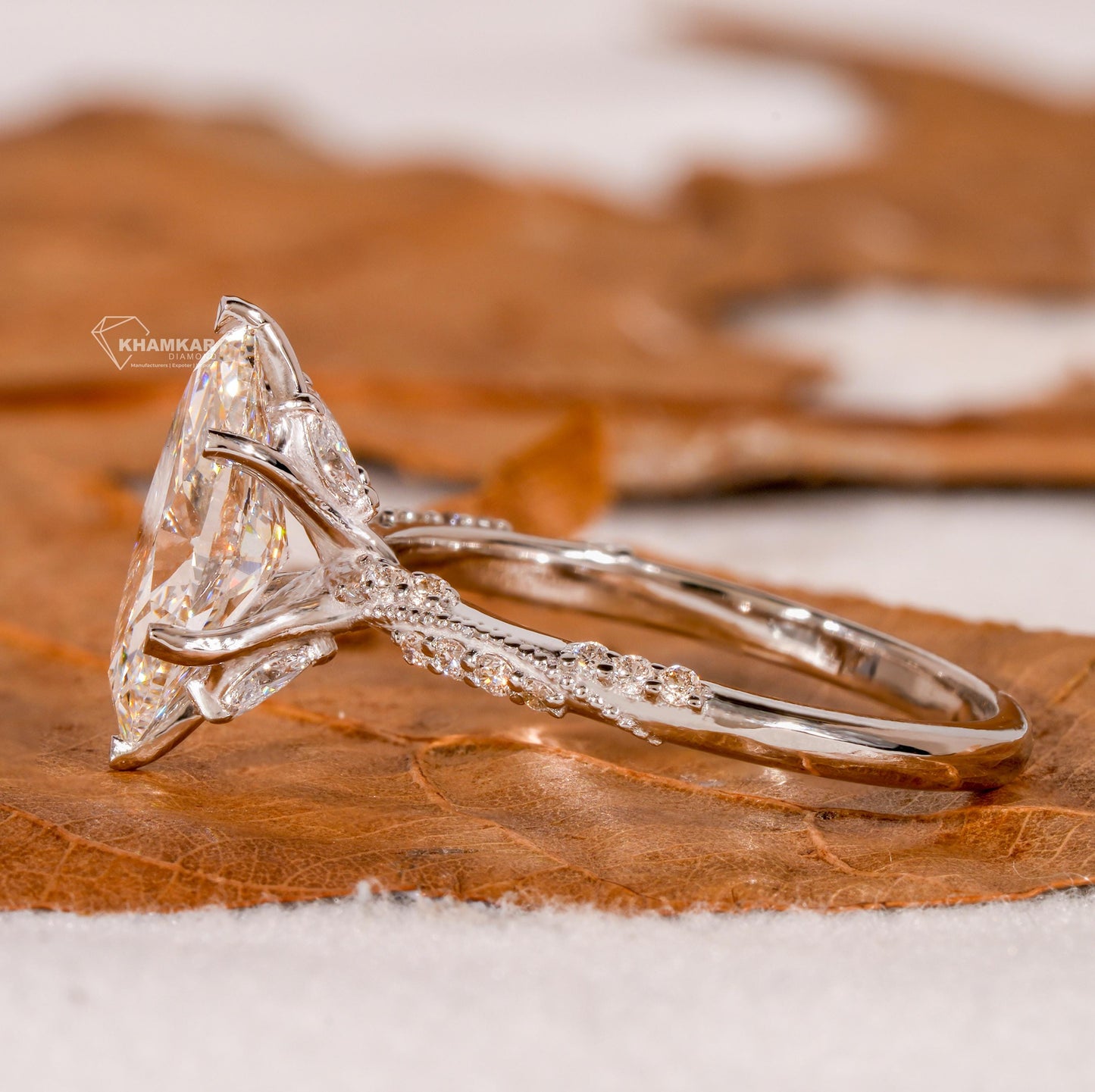 Marquise Cut Lab Diamond Vintage Engagement Ring– Promise Ring for Her