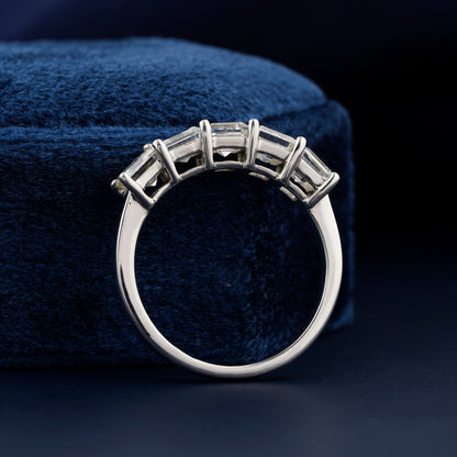 2.00 TCW Carre Cut Lab Grown Diamond Eternity Band | 5 Stone Half Eternity Wedding Ring