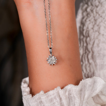 Star Shape Lab Diamond Pendant, Antique Cut Gold Cluster Necklace for Women