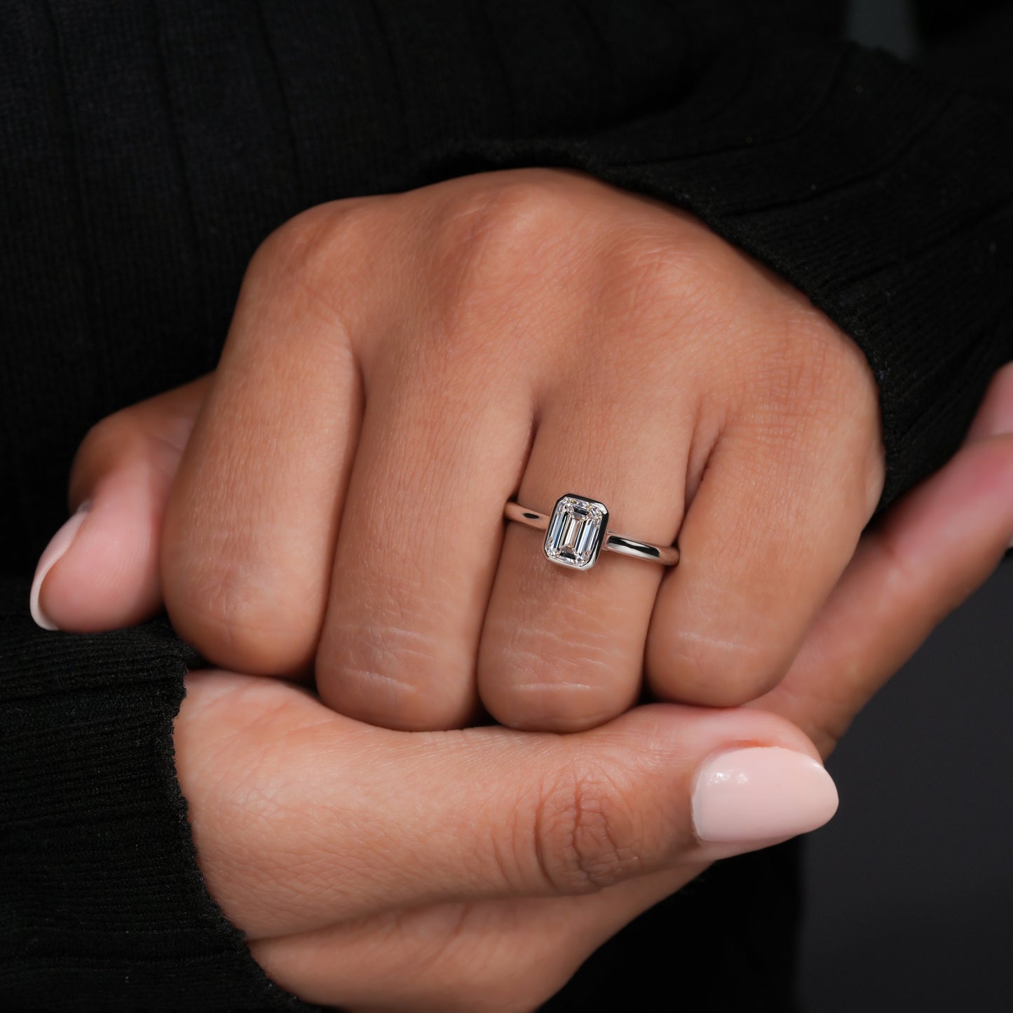 Emerald Cut Lab Diamond Ring | Solitaire  Wedding Ring For Her