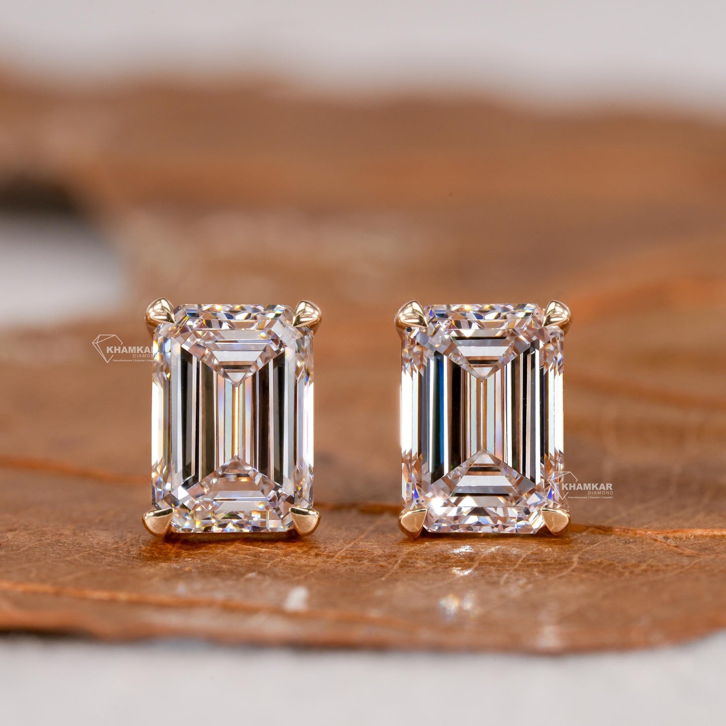 2.00TCW Emerald Lab Diamond Earrings,Solitaire Stud Earrings,Everyday Diamond Earrings,Emerald Diamond Studs,Gift For Women,Gift Earrings