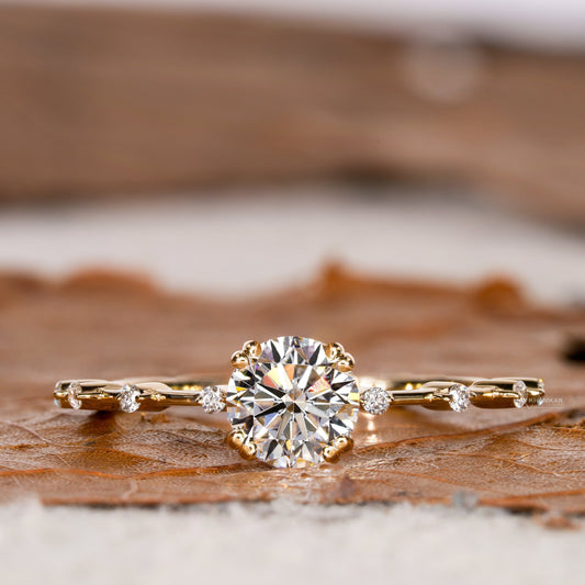 Round Lab Grown Diamond Pavé Wedding & Engagement Ring