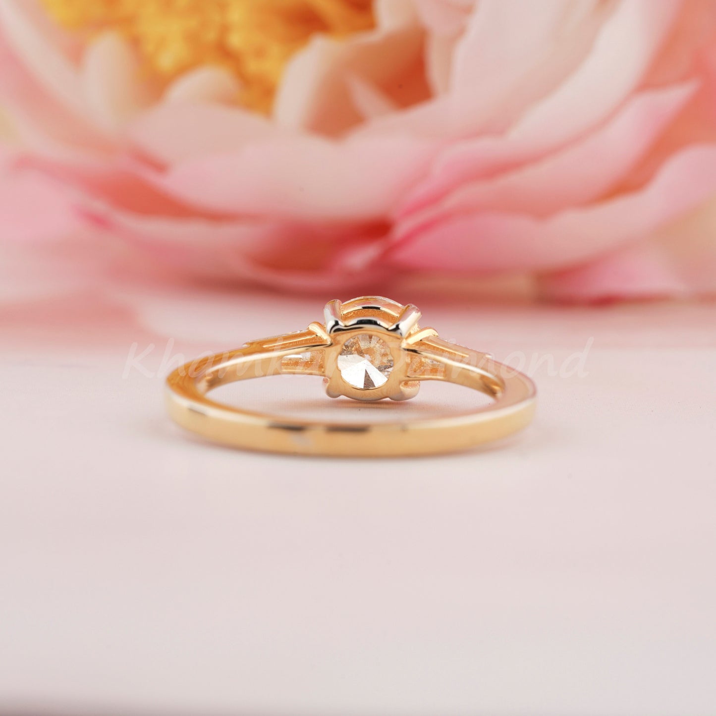 0.90CT Round Lab Diamond Ring | Three Stone Wedding Ring