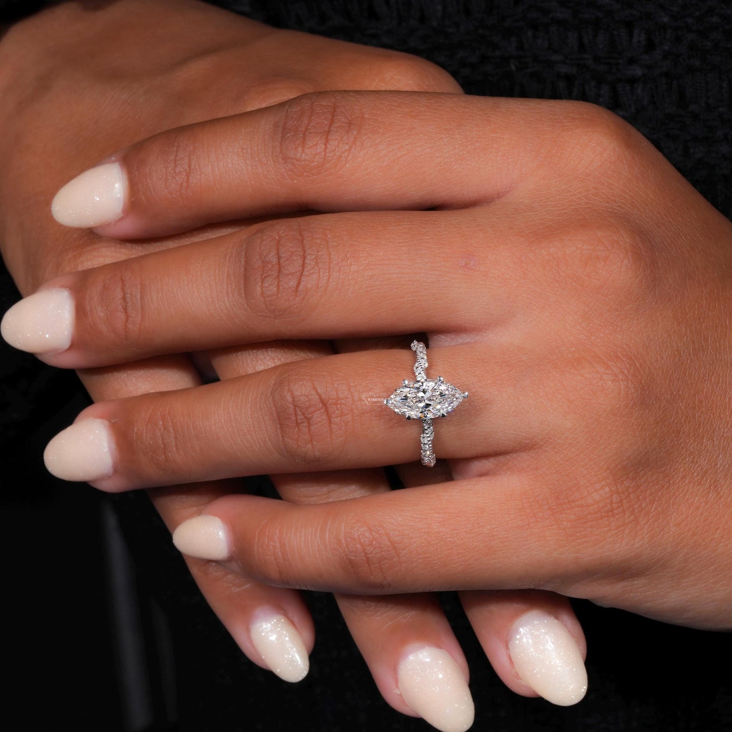 Marquise Cut Lab Diamond Vintage Engagement Ring– Promise Ring for Her