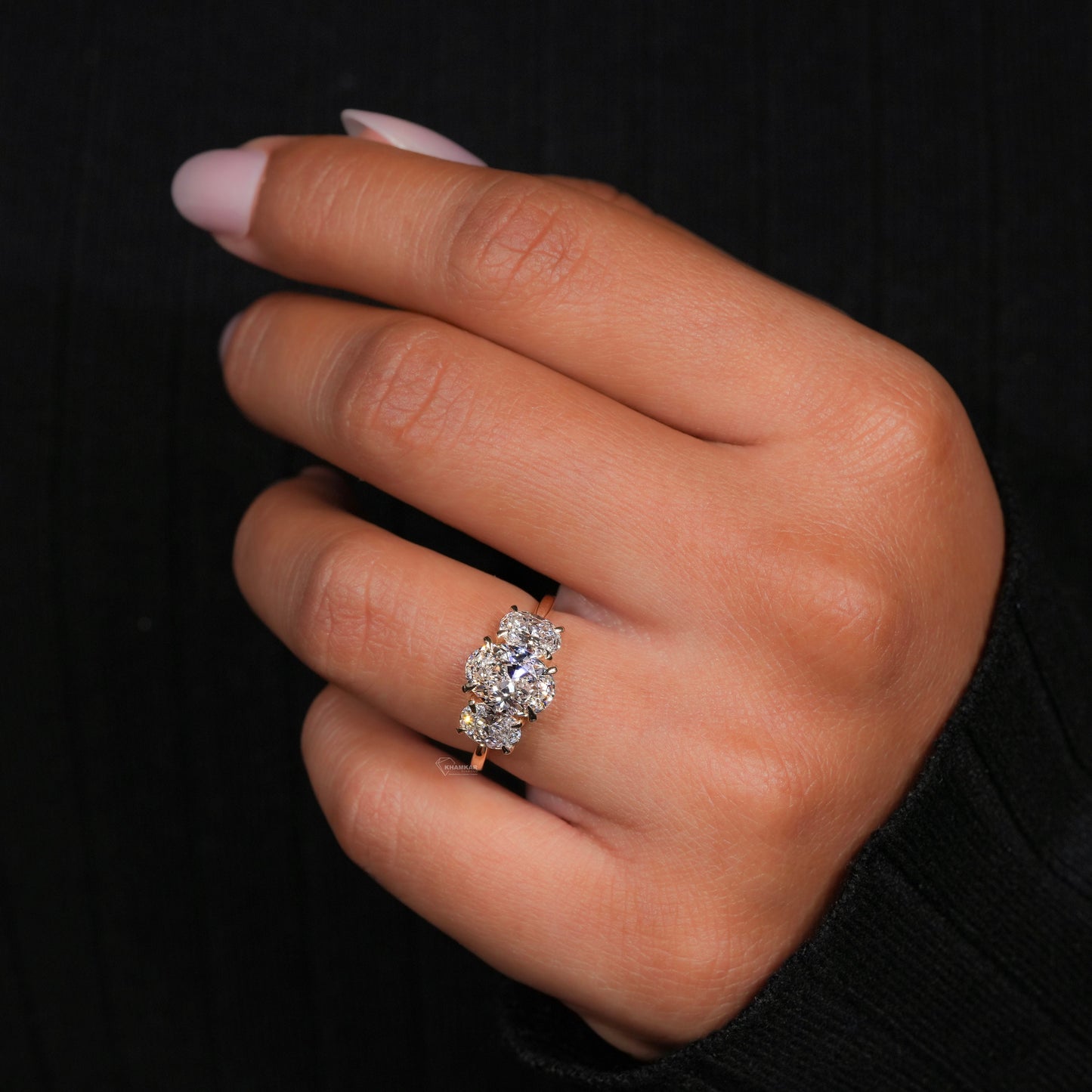 Oval Three Stone Engagement Ring,2.50 TCW Oval Cut Lab Grown Diamond Ring,Wedding Ring For Women,Trilogy Ring For Her,Anniversary Gift Ring