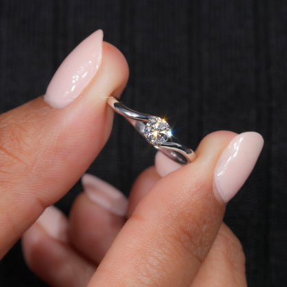 Round Brilliant Cut Lab Diamond Bypass Solitaire Engagement Ring for Women