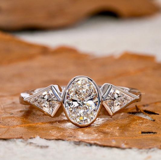 Oval Lab Diamond Three Stone Engagement RingHer